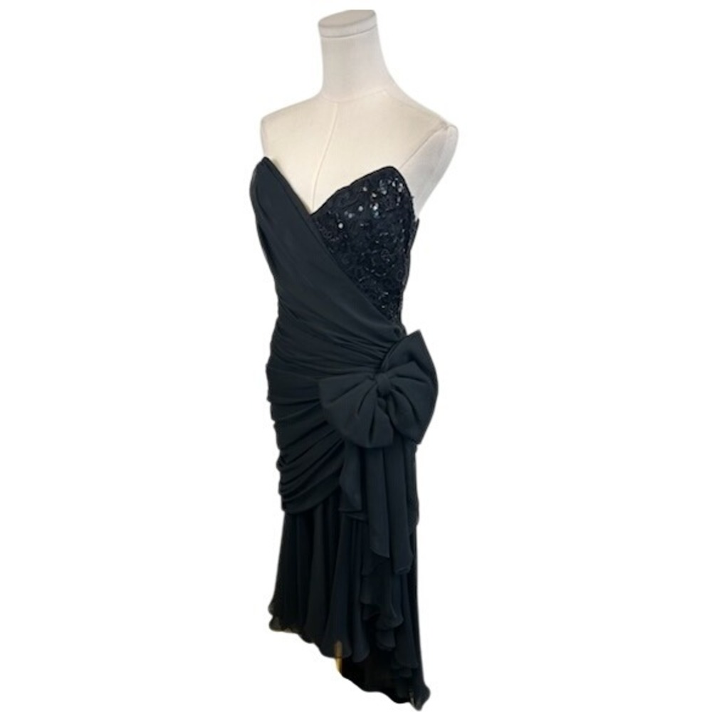 Lillie Rubin Black Dress Glam Sequin Party Cocktail Women's Size 10 Vintage 80s